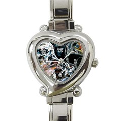 Abstract Flow River Black Heart Italian Charm Watch by Nexatart