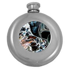 Abstract Flow River Black Round Hip Flask (5 Oz)