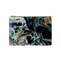 Abstract Flow River Black Cosmetic Bag (medium)  by Nexatart