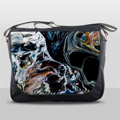 Abstract Flow River Black Messenger Bags by Nexatart