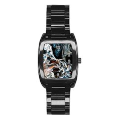 Abstract Flow River Black Stainless Steel Barrel Watch by Nexatart