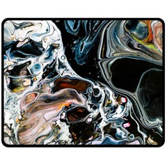 Abstract Flow River Black Double Sided Fleece Blanket (medium)  by Nexatart