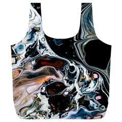 Abstract Flow River Black Full Print Recycle Bags (l)  by Nexatart