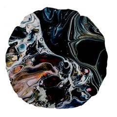 Abstract Flow River Black Large 18  Premium Flano Round Cushions by Nexatart