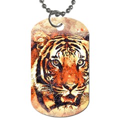 Tiger Portrait Art Abstract Dog Tag (two Sides) by Nexatart