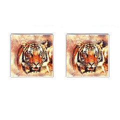 Tiger Portrait Art Abstract Cufflinks (square) by Nexatart