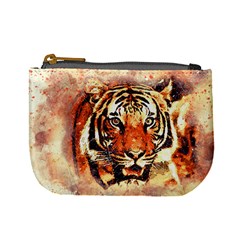 Tiger Portrait Art Abstract Mini Coin Purses by Nexatart