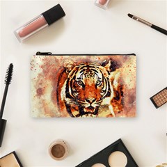 Tiger Portrait Art Abstract Cosmetic Bag (small)  by Nexatart