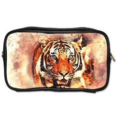 Tiger Portrait Art Abstract Toiletries Bags by Nexatart