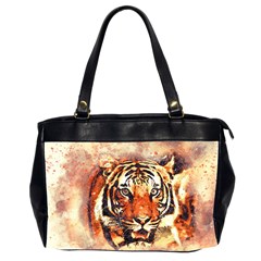 Tiger Portrait Art Abstract Office Handbags (2 Sides)  by Nexatart