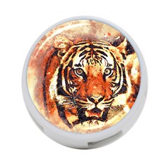 Tiger Portrait Art Abstract 4-port Usb Hub (one Side) by Nexatart