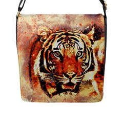 Tiger Portrait Art Abstract Flap Messenger Bag (l)  by Nexatart