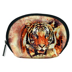 Tiger Portrait Art Abstract Accessory Pouches (medium) 