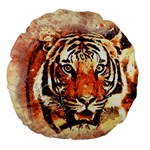 Tiger Portrait Art Abstract Large 18  Premium Flano Round Cushions Front