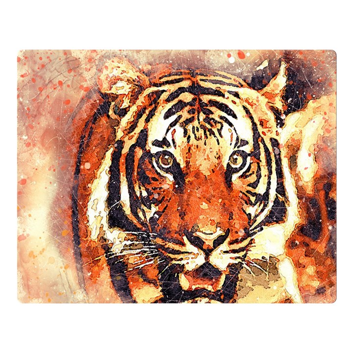 Tiger Portrait Art Abstract Double Sided Flano Blanket (Large) 