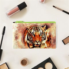 Tiger Portrait Art Abstract Cosmetic Bag (xs) by Nexatart