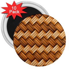 Basket Fibers Basket Texture Braid 3  Magnets (10 Pack)  by Nexatart