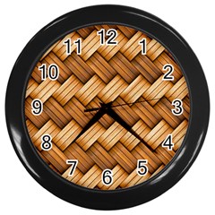 Basket Fibers Basket Texture Braid Wall Clocks (black) by Nexatart