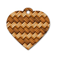 Basket Fibers Basket Texture Braid Dog Tag Heart (one Side) by Nexatart