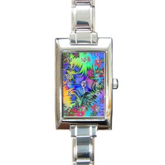 Star Abstract Colorful Fireworks Rectangle Italian Charm Watch by Nexatart