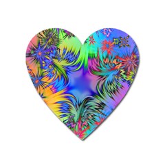 Star Abstract Colorful Fireworks Heart Magnet by Nexatart