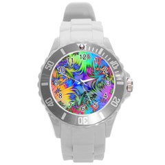 Star Abstract Colorful Fireworks Round Plastic Sport Watch (l) by Nexatart