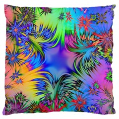 Star Abstract Colorful Fireworks Large Flano Cushion Case (one Side) by Nexatart