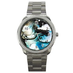 Abstract Painting Background Modern Sport Metal Watch by Nexatart