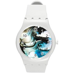 Abstract Painting Background Modern Round Plastic Sport Watch (m) by Nexatart