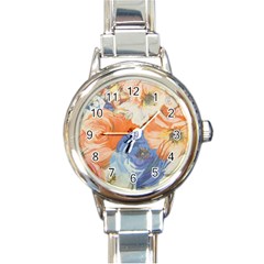 Texture Fabric Textile Detail Round Italian Charm Watch by Nexatart