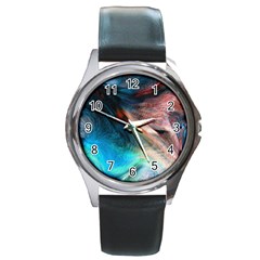 Background Art Abstract Watercolor Round Metal Watch by Nexatart