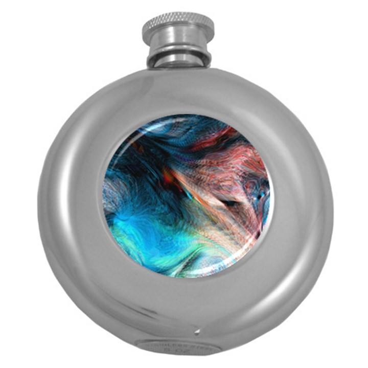 Background Art Abstract Watercolor Round Hip Flask (5 oz)