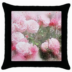 Flowers Roses Art Abstract Nature Throw Pillow Case (black) by Nexatart