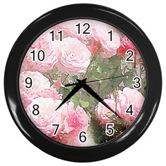 Flowers Roses Art Abstract Nature Wall Clocks (black) by Nexatart