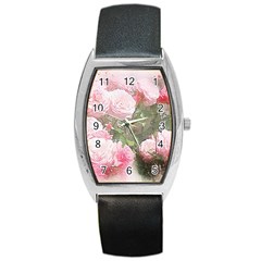 Flowers Roses Art Abstract Nature Barrel Style Metal Watch by Nexatart