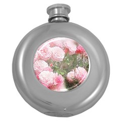 Flowers Roses Art Abstract Nature Round Hip Flask (5 Oz)