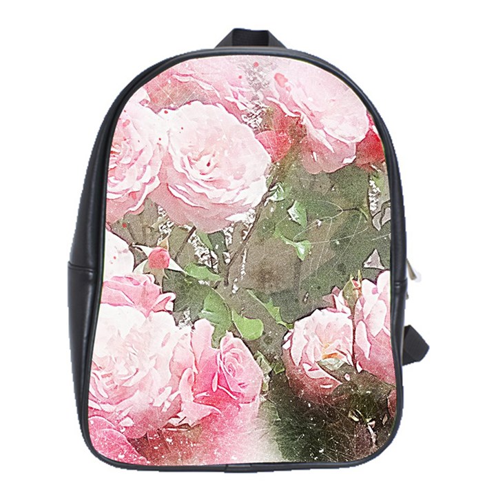 Flowers Roses Art Abstract Nature School Bag (XL)