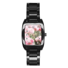 Flowers Roses Art Abstract Nature Stainless Steel Barrel Watch by Nexatart