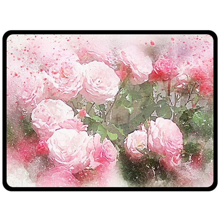 Flowers Roses Art Abstract Nature Double Sided Fleece Blanket (Large) 