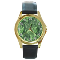 Geological Surface Background Round Gold Metal Watch