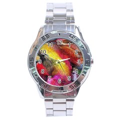 Background Art Abstract Watercolor Stainless Steel Analogue Watch by Nexatart