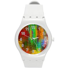 Color Abstract Background Textures Round Plastic Sport Watch (m) by Nexatart