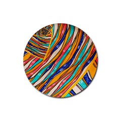 Fabric Texture Color Pattern Rubber Coaster (round)  by Nexatart