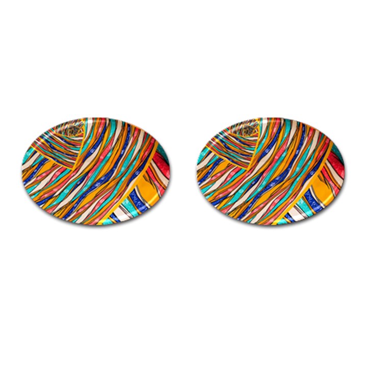 Fabric Texture Color Pattern Cufflinks (Oval)