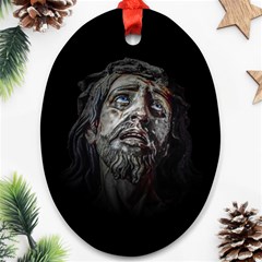 Jesuschrist Face Dark Poster Ornament (oval) by dflcprints