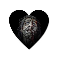 Jesuschrist Face Dark Poster Heart Magnet by dflcprints