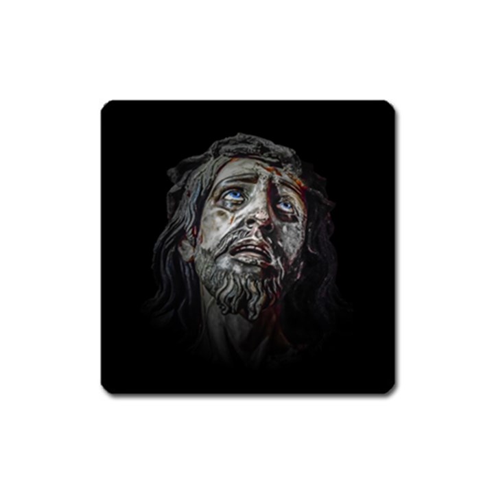 Jesuschrist Face Dark Poster Square Magnet