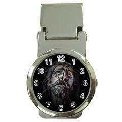 Jesuschrist Face Dark Poster Money Clip Watches by dflcprints