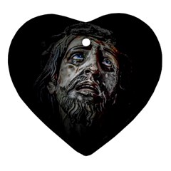 Jesuschrist Face Dark Poster Heart Ornament (two Sides) by dflcprints