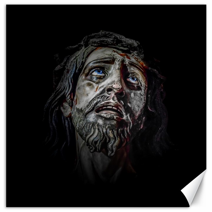 Jesuschrist Face Dark Poster Canvas 16  x 16  